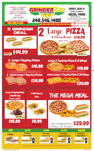 Menu Grinderz Of Hazel Park - 1