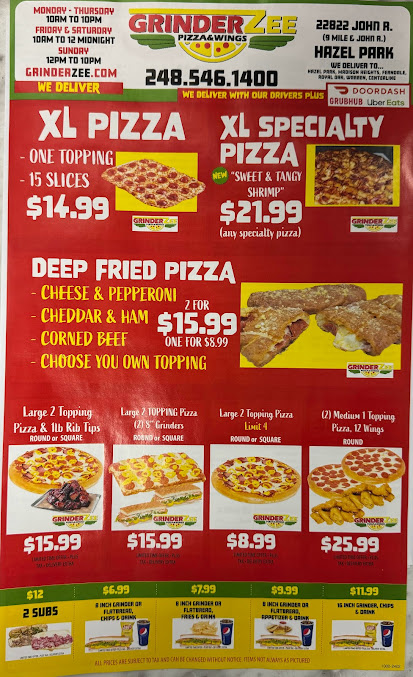 Menu Grinderz Of Hazel Park - 6