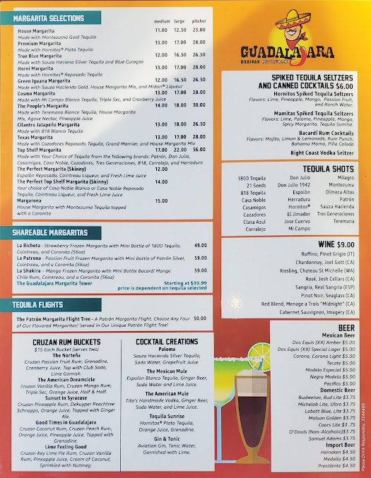 Menu Guadalajara Mexican Restaurant - 5