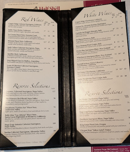 Menu Half Shell Oyster House - 8