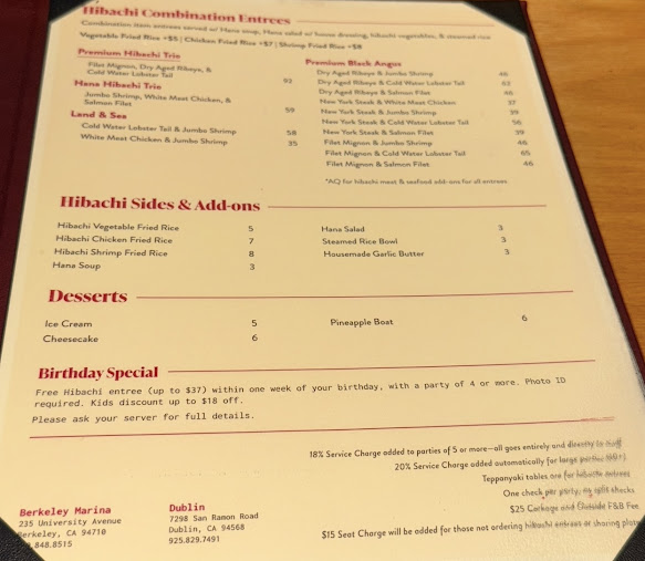 Menu Hana Japan Steak House - 0