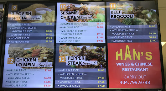 Menu Hans Chinese Food And Chicken Wings - 1