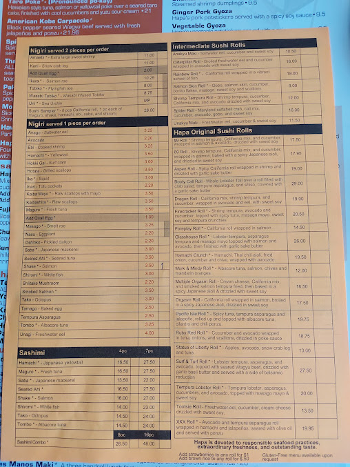 Menu Hapa Sushi Grill And Sake Bar - 2