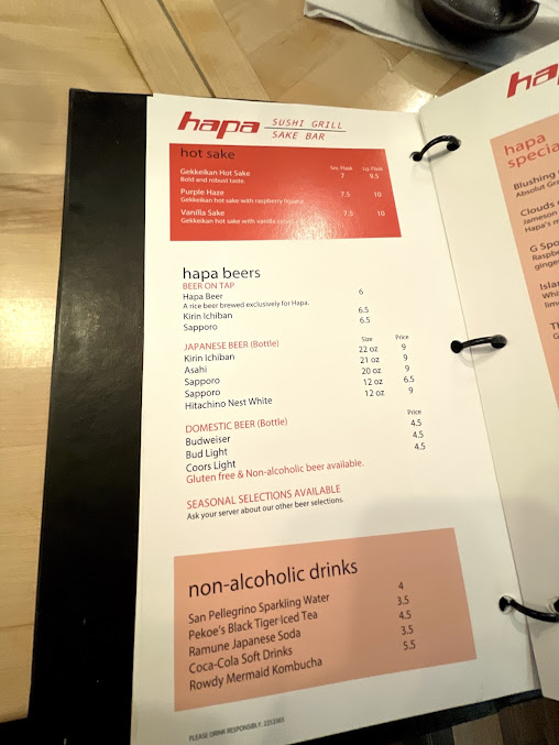 Menu Hapa Sushi Grill And Sake Bar - 3