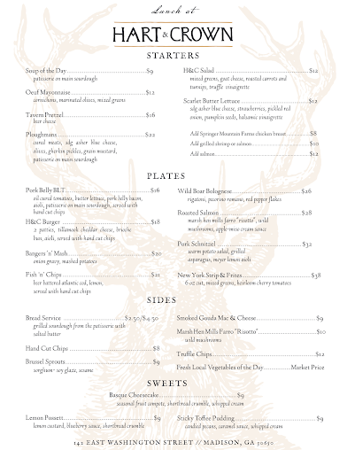 Menu Hart And Crown Tavern - 1