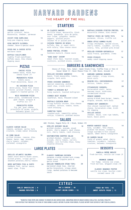 Menu Harvard Gardens - 9