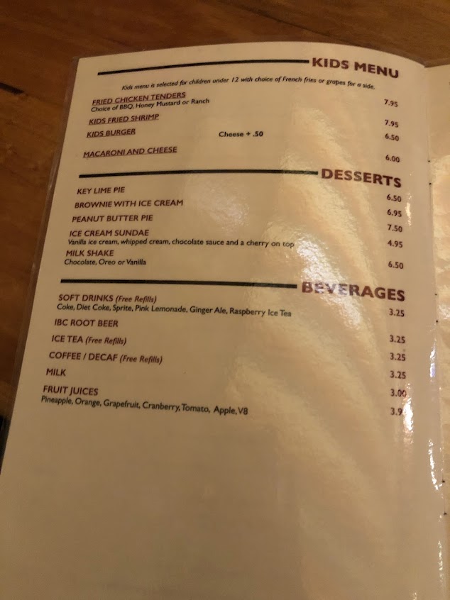 Menu Harveys 4Th Street Grill - 1