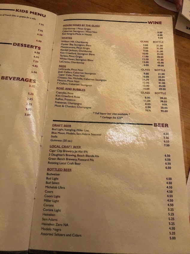 Menu Harveys 4Th Street Grill - 7