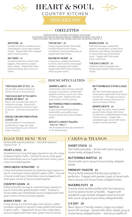 Menu Heart And Soul Country Kitchen - 0