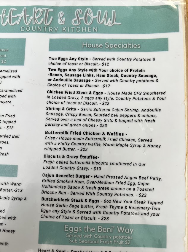 Menu Heart And Soul Country Kitchen - 5