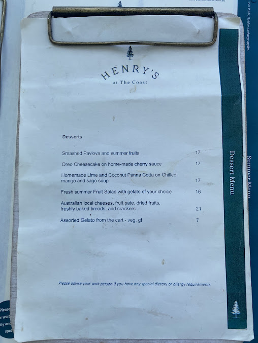 Menu Henry's At The Coast - 8