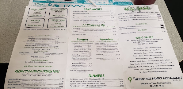 Menu Hermitage Family Restaurant Hot Dog Hut - 0
