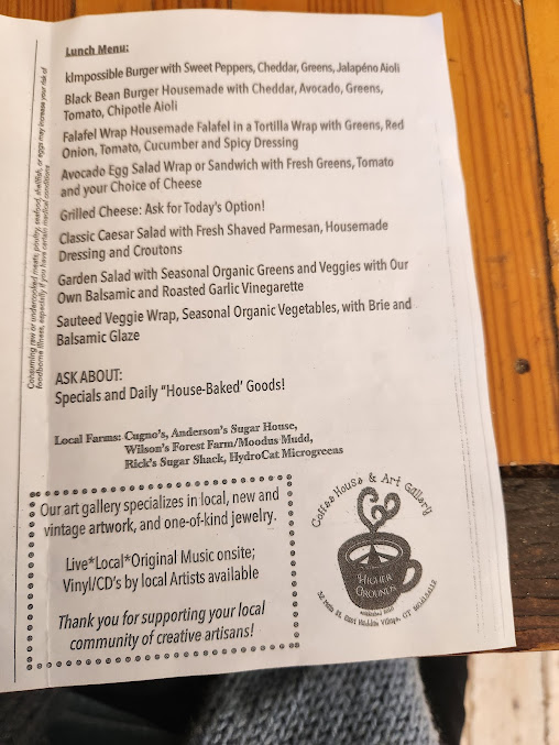 Menu Higher Grounds At 32 Main - 4