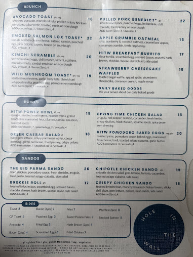 Menu Hole In The Wall - Fidi - 2