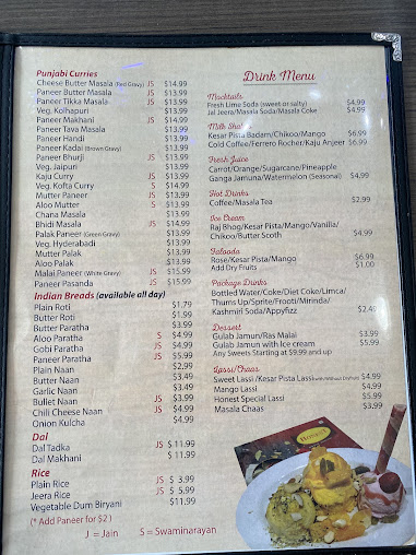 Menu Honest Indian Vegetarian Restaurant Austin - 6