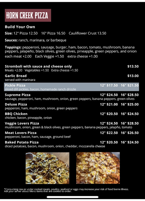 Menu Horn Creek Pub 2 - 3