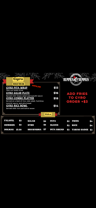 Menu Hummus Hummus Middle Eastern Cuisine Catering - 2