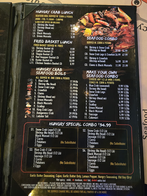 Menu Hungry Crab Tampa Juicy Seafood Bar - 4