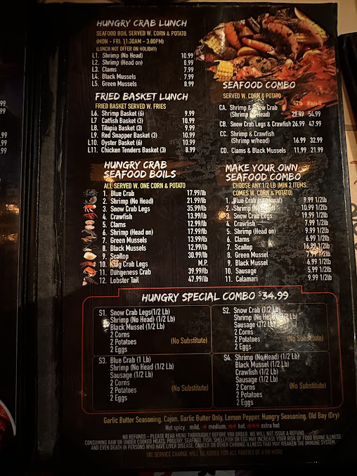 Menu Hungry Crab Tampa Juicy Seafood Bar - 8