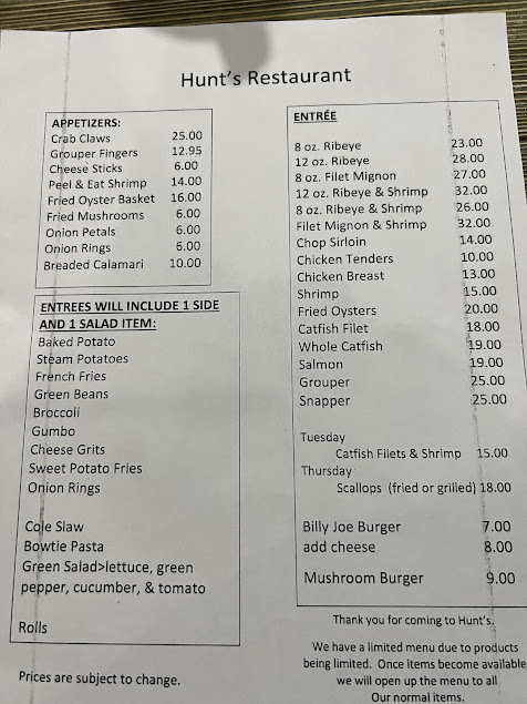 Menu Hunts Seafood Restaurant Oyster Bar - 2