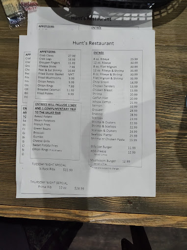 Menu Hunts Seafood Restaurant Oyster Bar - 3