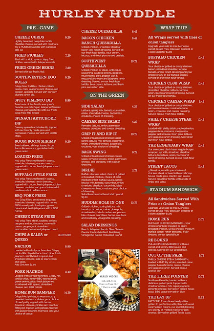 Menu Hurley Huddle Sports Grill - 1
