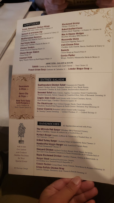 Menu Hurley's Restaurant & Bar - 1