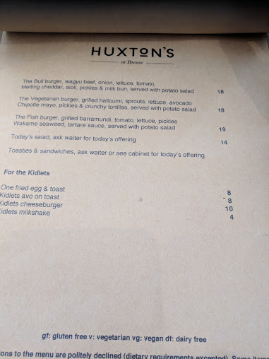 Menu Huxton's At Bronte - 3