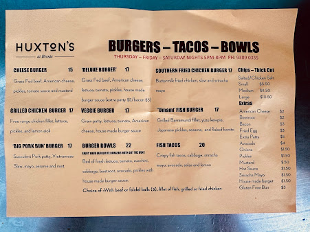 Menu Huxton's At Bronte - 5