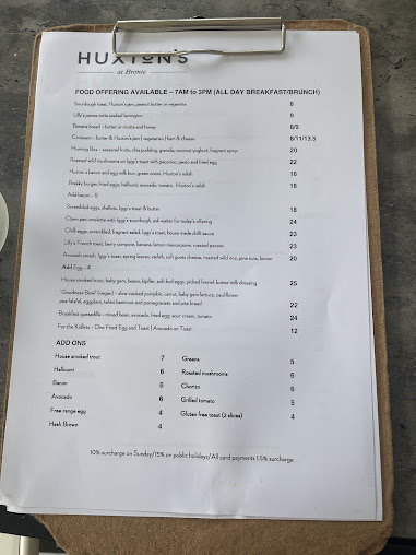 Menu Huxton's At Bronte - 6