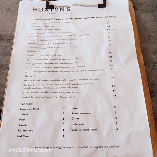 Menu Huxton's At Bronte - 7