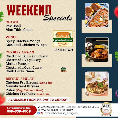Menu Hyderabad House Lexington Indian Cuisine - 1