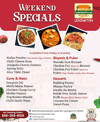 Menu Hyderabad House Lexington Indian Cuisine - 7
