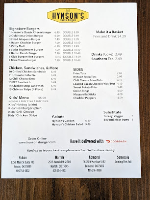 Menu Hynsons Classic Burgers Edmond - 2