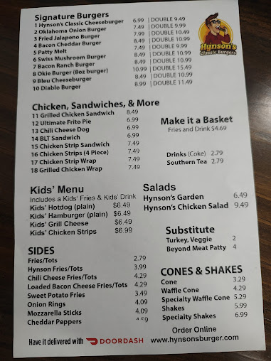 Menu Hynsons Classic Burgers Edmond - 3