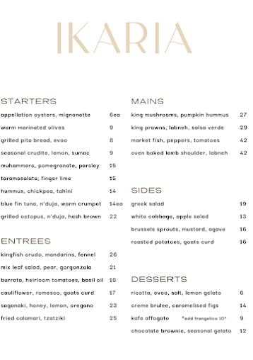 Menu Ikaria Bondi - 5