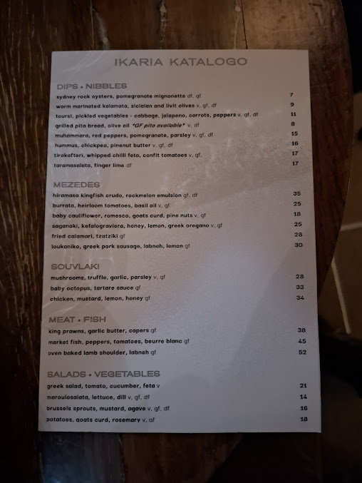 Menu Ikaria Bondi - 7