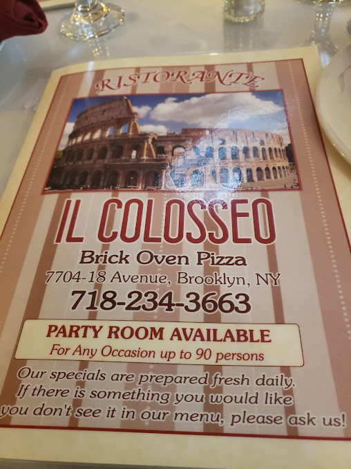 Menu Il Colosseo Ristorante | Brooklyn - 0
