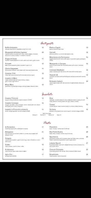 Menu Il Colosseo Ristorante | Brooklyn - 1