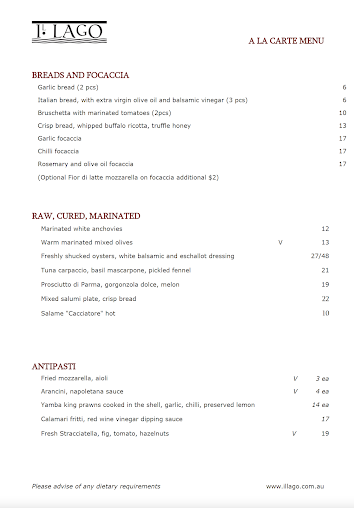 Menu Il Lago Italian - 3