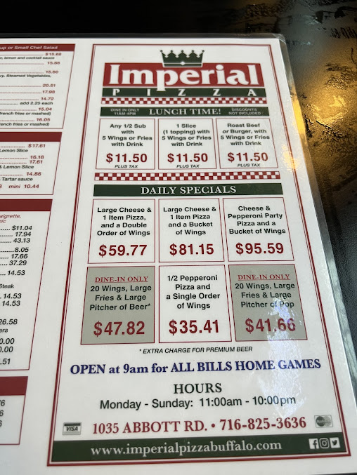 Menu Imperial Pizza - Abbott Road - 3