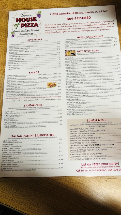 Menu Inman House Of Pizza - 3