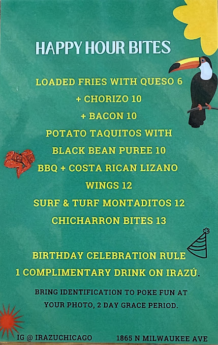 Menu Irazu Costa Rican Restaurant & Catering - 0