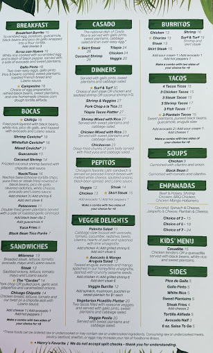 Menu Irazu Costa Rican Restaurant & Catering - 2