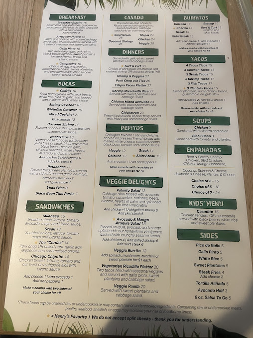 Menu Irazu Costa Rican Restaurant & Catering - 6