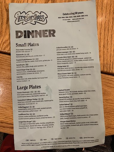 Menu Irregardless - 4