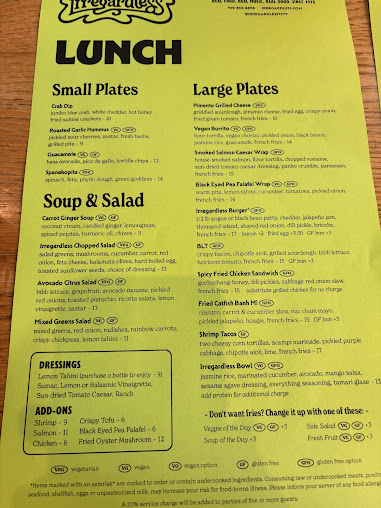Menu Irregardless - 11