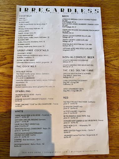 Menu Irregardless - 12