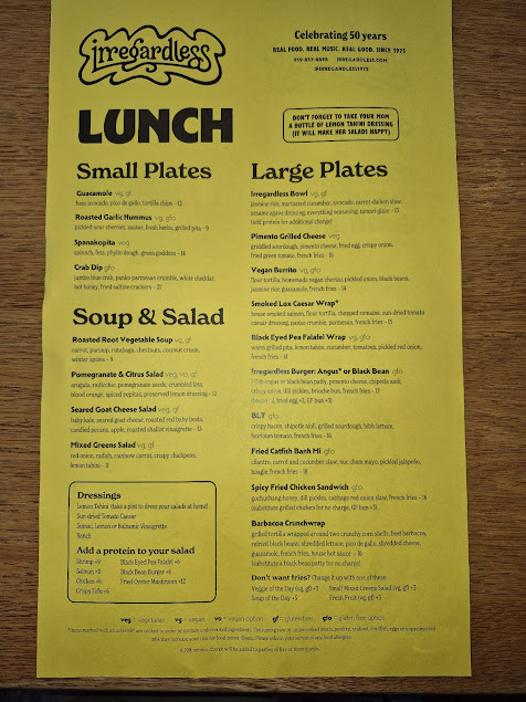 Menu Irregardless - 15