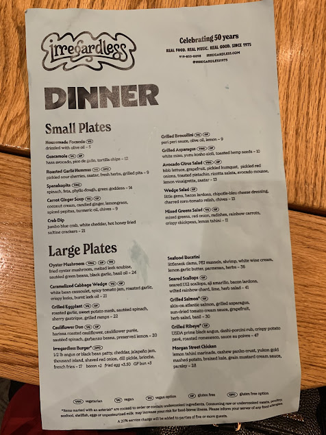 Menu Irregardless - 16